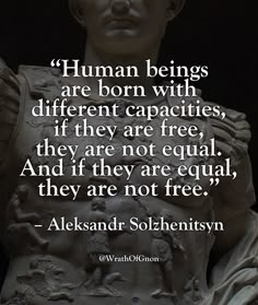 an image of a statue with a quote about human beings are born with different captions, if they are free