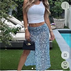 Perfect Condition. Worn Only Once. Retails For $700 Blue Sequin Skirt, Women Skirts Midi, Sequin Skirt, Midi Skirt, Sequin, Womens Skirt, Color Blue, Skirt, Women Shopping