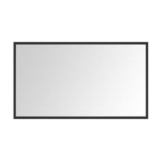 a white wall with a black frame on the bottom and an empty mirror above it