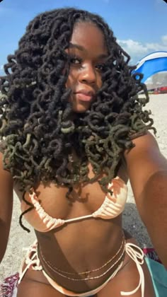 Locs Curled With Perm Rods, Curled Dreadlocks Black Women, Long Dreads Black Women Hairstyles, Curly Locs Black Women Styles, Loc Summer Styles, Baddie With Dreads, Pbj Locs, 3 Year Loc Journey, Black Girls With Locs Aesthetic