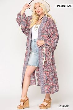 Boho Kimono Cardigan, Size 20 Women, Open Front Kimono, Plus Size Kimono, Legging Fits, Plus Size Cardigans, Perfect Pant, Light Rose, Boho Kimono