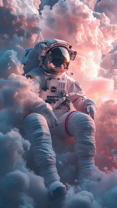 an astronaut sitting in the clouds