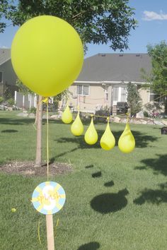 an image of yellow balloons in the grass