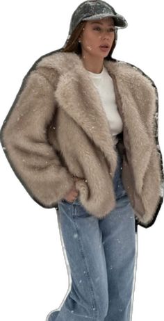 Oversized Beige Fur Coat For Winter, Oversized Beige Fur Coat, Oversized Winter White Fur Coat, Oversized Winter White Fur Coat With Long Sleeves, Long Sleeve Fur Coat For Winter, Oversized Faux Fur Outerwear With Long Sleeves, Oversized Long Sleeve Faux Fur Outerwear, Trendy Fluffy Long Sleeve Fur Coat, Trendy Fluffy Hooded Outerwear