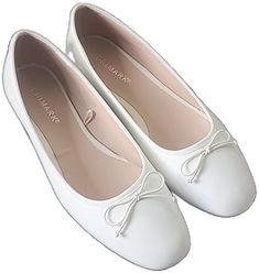 White Synthetic Ballet Flats With Round Toe, White Medium Width Flats, White Synthetic Low Heel Flats, White Synthetic Flats With Low Heel, White Feminine Ballet Flats, Feminine White Ballet Flats With Flat Heel, Chic White Ballet Flats With Round Toe, White Feminine Flats With Round Toe, Primark Shoes