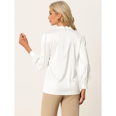 Button-front long-sleeved shirts are a classic and versatile wardrobe staple that can be worn in any season. They are comfortable, practical, and appropriate for a variety of occasions. You can style this versatile shirt with dress pants or a pencil skirt for a professional look, or pair it with jeans for a more casual outfit. It is suitable for work, office, coffee shop, tea time, daily casual, dating, interviews, meetings, and many more occasions. With its timeless design, this shirt is a grea Casual Dating, Satin Long Sleeve, Office Coffee, Versatile Wardrobe, Work Office, Women's Shirts, Womens Clothing Sizes, Fashion Items, Work Pants