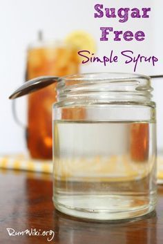 sugar free simple syrup in a glass jar with a spoon