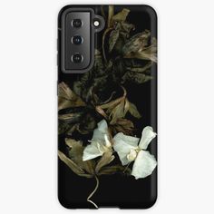 white flowers on black background samsung snap phone case / skin cover for the samsung galaxy s9