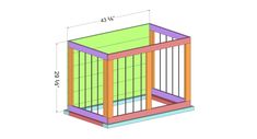 a drawing of a small cage with measurements for the top and bottom sections, including one section