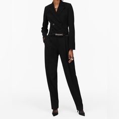 New With Tags 54% Polyester, 44% Wool, 2% Elastane Measurements Lying Flat Waist - 16.5” Inseam - 33” Hips - 24.5” Rise - 15” Price Is Firm Chic Fitted Pantsuit For Work, Elegant Fitted Bottoms With Belted Cuffs, Fitted Pants With Belted Cuffs For Business Casual, Fitted Office Pants With Belted Cuffs, Fitted Pants With Belted Cuffs For Office, Elegant Business Casual Bottoms With Belt, Elegant Belted Pants For Workwear, Elegant Belted Bottoms For Office, Elegant Belted Bottoms For Work