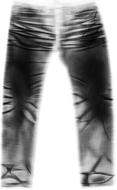 black and white photograph of jeans with the bottom slit open to reveal an interesting pattern