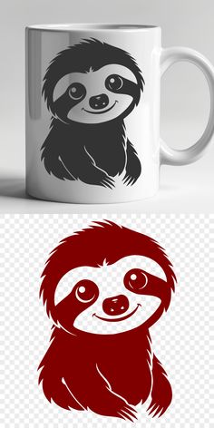 a coffee mug with a slotty face on the front and side, which has been drawn