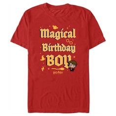 Have a fantastical birthday this year and unlock magical secrets hiding in the closet under the stairs with these officially licensed Harry Potter styles! Head to Hogwarts with your favorite witches and wizards and learn to defeat He Who Shall Not Be Named! This Men's Harry Potter and the Deathly Hallows: Part 2 Magical Birthday Boy Icons Graphic T-Shirt features a cute cartoon version of Harry Potter wishing you a magical birthday party and iconic symbols from the saga including round glasses, Deathly Hallows Part 2, Magical Birthday, The Deathly Hallows, Harry Potter Style, Under The Stairs, Iconic Symbols, Boys Graphic Tee, Round Glasses, Graphic Tee Design