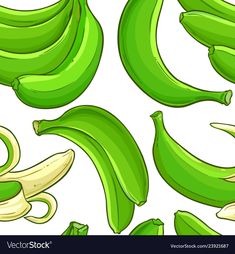 seamless pattern with green bananas on white background