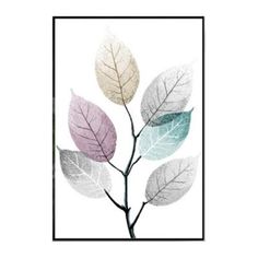 a painting of leaves on a white background