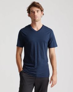 100% Merino Wool All-Season V-Neck Base Layer Tee Racer Jacket, Layered T Shirt, Henley Tee, Just Run, Supima Cotton, Mens Activewear, Basic Tee, Environmental Impact, Black Charcoal