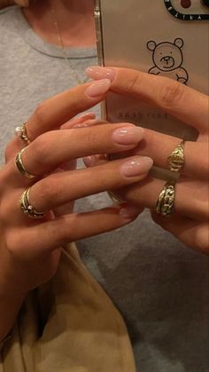 Soft Nails Colors, The Perfect French Nails, Neutral Girly Nails, Engagement Nails Elegant, Adrienne Bailon Nails, Neutral Short Coffin Acrylic Nails, Almond Nails Put It In Neutral, Natural Oval Nails Designs, Bridal Nails Color