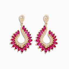 Effy Ruby Royale 14K Yellow Gold Ruby and Diamond Earrings, 6.95 TCW Ruby And Diamond Earrings, Ruby Diamond Pendant, Crossover Diamond Ring, Ruby And Diamond Necklace, Diamond Circle Pendant, Diamond Flower Pendant, Pear Shaped Pendant, Ruby Earrings Studs, Ruby Diamond Rings