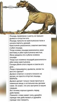 an image of a horse that is jumping over a fence with the caption in russian