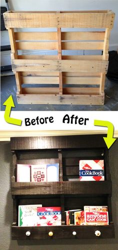 an old wooden crate turned into a shelf