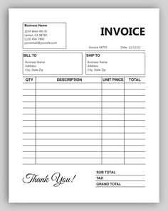 an invoice form is shown on top of a piece of paper with the words,