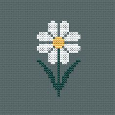 Vintage Daisy, Cross Stitch Pattern Whether you're a beginner or a seasoned stitcher, this pattern is perfect for you. It's easy to stitch, super relaxing, and oh so fun. You'll be whipping up mini flower embroidery like a pro in no time! Aida: 14 count ( 5,5 per cm) Pattern Size: 19 x 33 stitches Finished Size: 1.3 x 2.3 inches ( 3 x 6 cm ) Fabric Color: Misty Blue (594) Note: This listing is for a digital cross-stitch pattern only. Physical materials are not included. Download includes 1 PDF a Chamomile Cross Stitch, Cross Stitch Vintage Pattern, Cross Stitch Patterns Flowers Easy, Framed Cross Stitch Wall Hangings, Lotus Flower Cross Stitch Pattern, Easy Free Cross Stitch Patterns, Small Flower Cross Stitch Pattern, Cross Stitch Frame Pattern, Small Cross Stitch Patterns Flower