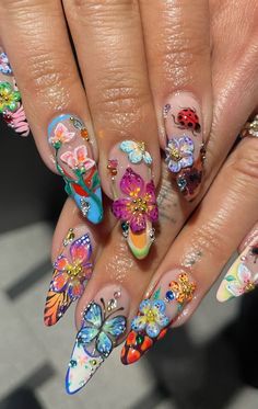 Colorful Nail Art, Colorful Nail, Acrylic Press On Nails, Summery Nails, Her Nails, Unique Acrylic Nails, Nail Swag, Fire Nails, Funky Nails