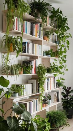 Plants On Bookshelves, Plant Ladder, Hanging Bookshelves, Plant Display Ideas, Awesome Furniture, Herb Wall, Wall Mounted Planters, Plants Diy, Zen Room