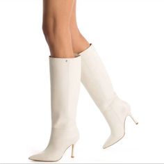 Brand New In Box! Gorgeous. Classic White Pointed Toe Boots, Chic Off White Pointed Toe Boots, Chic Off-white Pointed Toe Boots, Elegant White Leather Boots, Elegant White Almond Toe Boots, Chic White Almond Toe Boots, Sparkle Ugg Boots, Sparkle Uggs, Platform Heels Boots