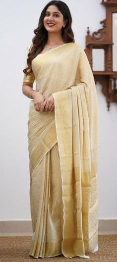 White and Off White color Saree in Art Silk, Silk fabric with Weaving work Baby Pink Saree, Cream Saree, Off White Saree, Kanjivaram Saree, White Saree, Organza Sarees, Cream Blouse, Silk Cotton Sarees, Ethnic Outfits