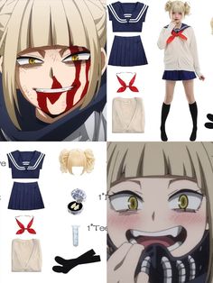 MHA Himiko Toga Villain Adult Cosplay is made of high-quality and comfortable uniform cloth. Comes with 2 piece uniform set, bow tie, sweater, teeth dentures, socks, and wig. Perfect for wearing to anime conventions like Comic Con, Anime Expo, and can even be worn as a Halloween costume. Great for MHA-themed parties and events. Click on link to view item! Toga Halloween Costume, Toga Outfit, Himiko Toga Cosplay, Heroes And Villains Costumes, Toga Cosplay, Tokyo Debunker, Anime Uniform, Villain Costumes, My Hero Academia Cosplay