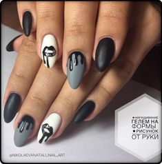 Halloween Acrylic Nails, Gothic Nails, Goth Nails, Almond Acrylic Nails, Get Nails, Heart Nails, Fancy Nails, Creative Nails, Best Acrylic Nails