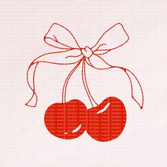 two cherries tied together with a bow