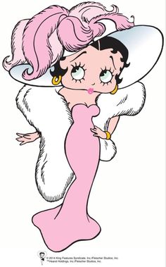 an image of a cartoon character with pink hair and white fur on her head, wearing a