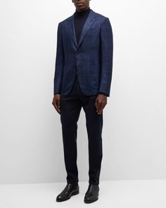 ZEGNA Men's Plaid Cashmere-Silk Sport Coat | Neiman Marcus Zegna Men, Mens Plaid, Ermenegildo Zegna, Italian Luxury, Luxury Fabrics, Sport Coat, Welt Pocket, Beautiful Fabric, Neiman Marcus