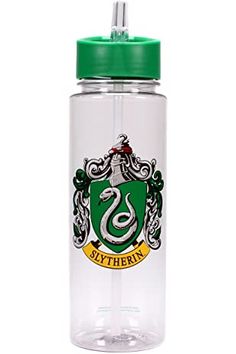 the harry potter water bottle is shown with a green lid