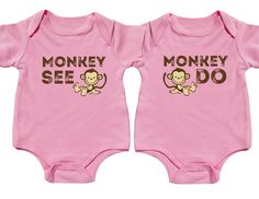 Pink Family Matching Playtime Onesie, Family Matching Pink Onesie For Playtime, Pink Family Matching Onesie For Playtime, Twin Onesies Funny, Twin Clothing, Boy Girl Twin Outfits, Twin Clothes, Twin Baby Shower Gifts, Matching Sibling Shirts