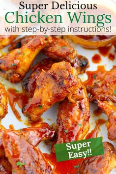 the cover of super delicious chicken wings with step - by - step instructions is shown