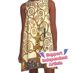 Loose-fit, mid-length sleeveless dress with silky handfeel. Printed on both sides. Machine washable. Size range XS-2XL. For more high definition Alma Tadema designs►click in my username MINDTHECHERRY ►scroll in my COLLECTIONS untill ►ART NOUVEAU STYLE The Embrace, The Tree Of Life, Gold Stripes, Gustav Klimt, Woven Dress, Dress For Sale, Art Clothes, The Tree, Dress Fabric