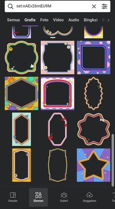 an iphone screen showing the different frames and shapes used in this app for photoshopping