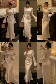 acelimosf™-French Vintage Flare Sleeve Mermaid Dress Elegant Long Sleeve Mermaid Evening Dress, Elegant Evening Midi-length Mermaid Dress, Elegant Evening Midi Mermaid Dress, Elegant Midi Length Mermaid Evening Dress, Elegant Long Sleeve Stretch Mermaid Dress, Elegant Stretch Mermaid Dress With Long Sleeves, Elegant Dresses With Mermaid Hem For Fall, Elegant Mermaid Hem Dress For Fall, Elegant Spring Mermaid Dress For Banquet