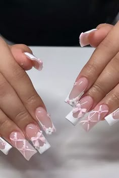 Get inspired with 80+ stunning bow nail designs. Elevate your manicure game with these girly coquette aesthetic and fairy balletcore nail art ideas, perfect for birthday parties, weddings, and holidays! Nail Ideas For A Wedding, Nail Art Designs Pink And White, Coffin Nail Frenchies, Cute Nail Ideas White, Cute Nails With Bows, Nail Ideas Coquette, Square Coquette Nails, Nail Bow Designs