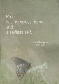 a butterfly sitting on top of a plant next to a quote from the book mine is a homeless home and selfless self