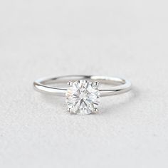 Minimalist Moissanite Solitaire White Gold Ring - Felicegals 丨Wedding ring 丨Fashion ring 丨Diamond ring 丨Gemstone ring--Felicegals 丨Wedding ring 丨Fashion ring 丨Diamond ring 丨Gemstone ring Round Cut Engagement Ring, Classic Solitaire Ring, Solitaire Wedding Ring, Moissanite Engagement Ring Rose Gold, Sterling Silver Wedding Rings, Wedding Rings Solitaire, Engagement Ring Shapes, Round Cut Engagement Rings, Promise Rings For Her