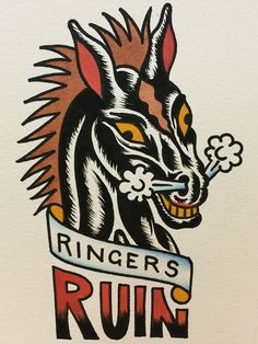 the logo for ringers run is shown in black and orange ink on white paper