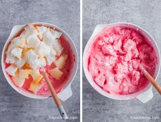 two pictures side by side showing how to make ice cream