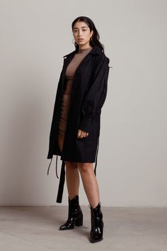 Looking for the Leah Black Puff Sleeve Tie Waist Trench Coat? | Find Womens Coats and more at Tobi! - 50% Off Your First Order - Fast & Free Shipping For Orders over $75.0 - Free Returns within 10 days! Chic Fitted Outerwear With Belted Cuffs, Chic Fitted Outerwear With Belt Detail, Chic Outerwear With Belt Detail For Work, Chic Spring Outerwear With Belt Detail, Chic Outerwear With Self Belt For Work, Chic Black Outerwear With Belted Cuffs, Black Long Sleeve Outerwear With Belt, Fitted Black Outerwear With Belt Detail, Black Fitted Outerwear With Belt Detail