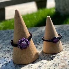 Amethyst Crystals, Wire Jewelry Designs, Wrapped Jewelry, Amethyst Crystal, Stackable Rings, Black Rings, Wire Wrapped Jewelry, Gothic Fashion, Natural Crystals