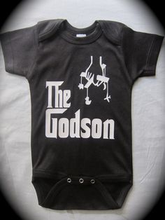 a black bodysuit with the words the godson printed on it