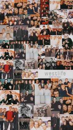 a collage of many different people in black and white, with the words westlife on them